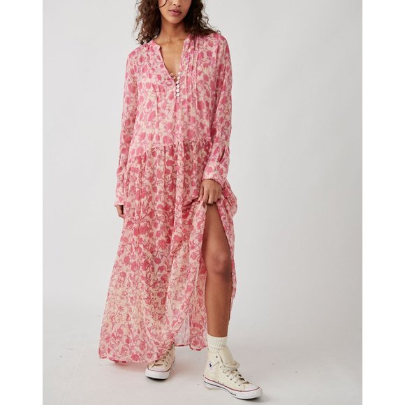 🎉LAST CHANCE🎉 FREE PEOPLE See It Through Dress / Pink Rose Combo - Picture 4 of 9